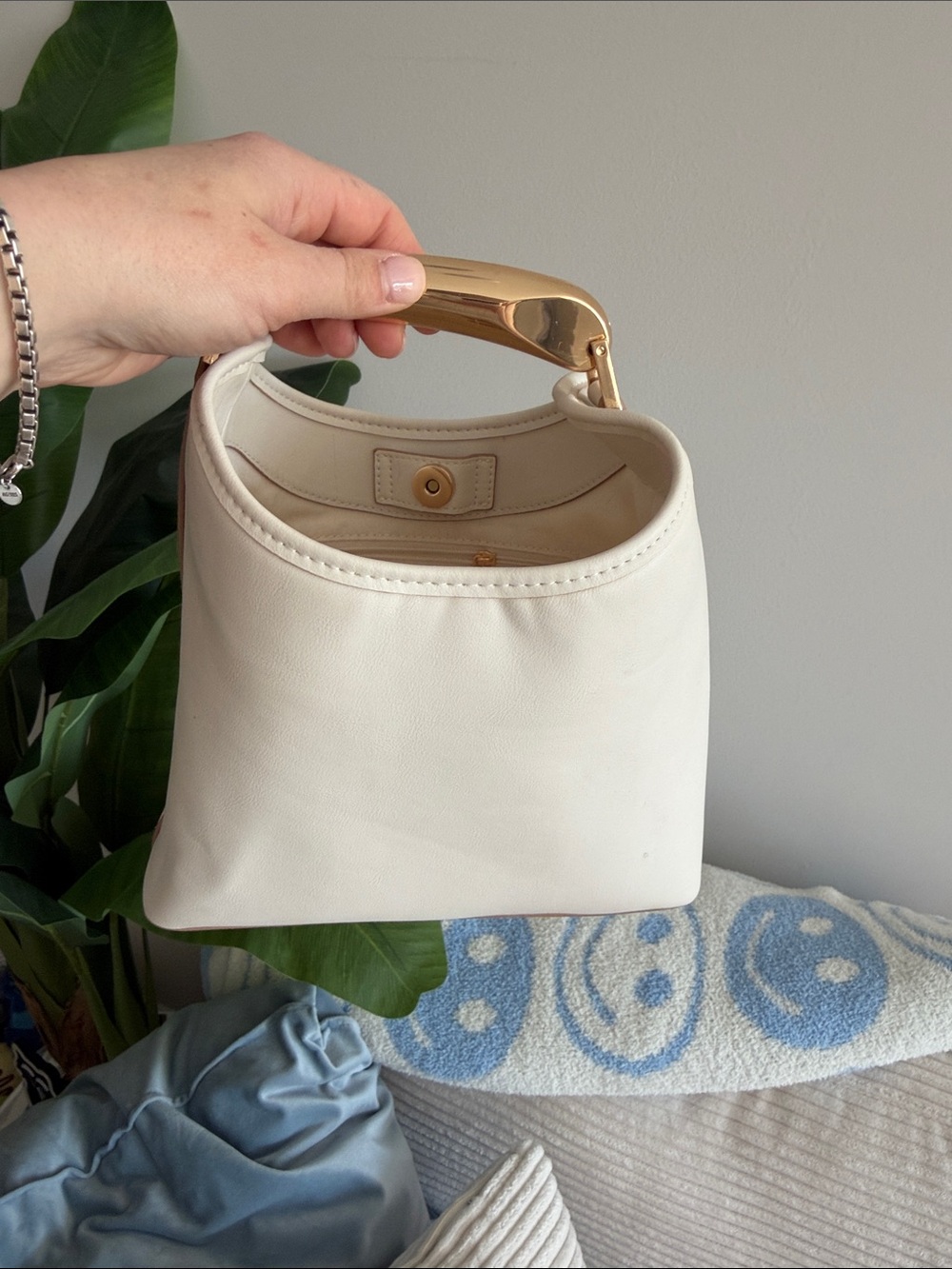 a new day Cream Mini Top-Handle Bag with Gold Accent